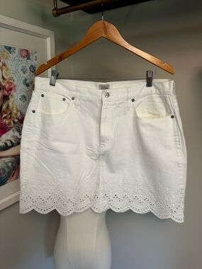 J. Crew White Denim Mini Skirt with Classic Five-Pocket Style